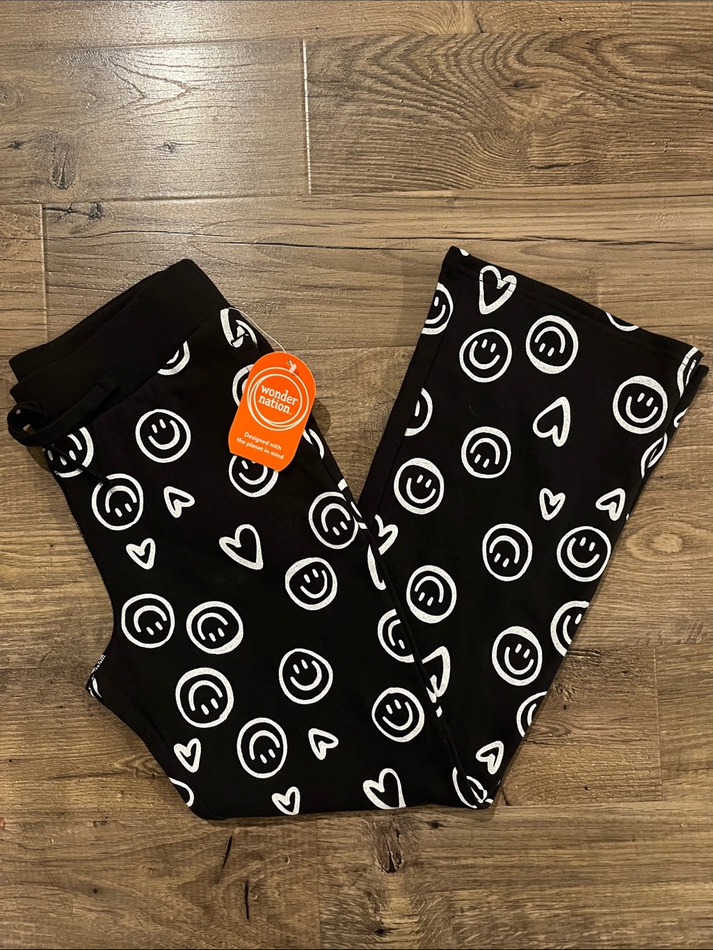 wonder nation Black Bottoms with White Smiley & Heart Print